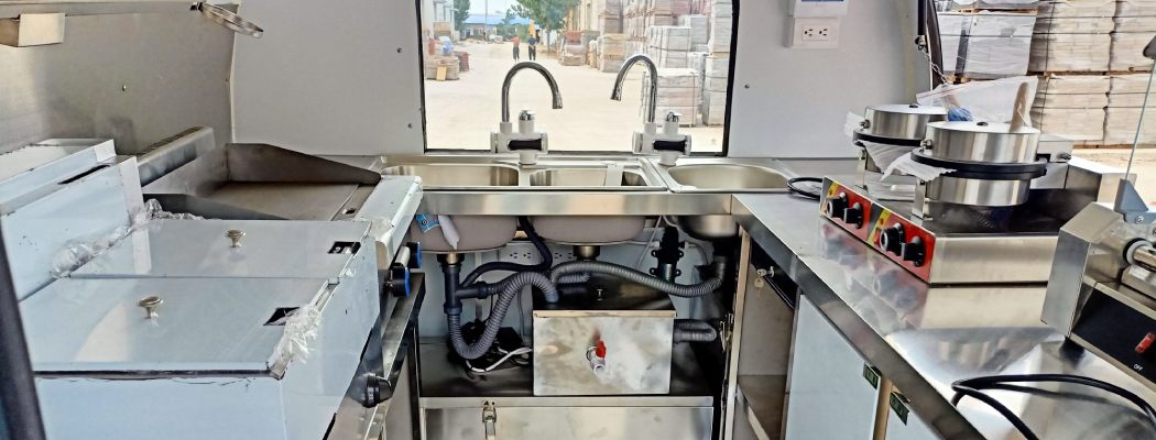 mobile food trailer with kitchen equipment